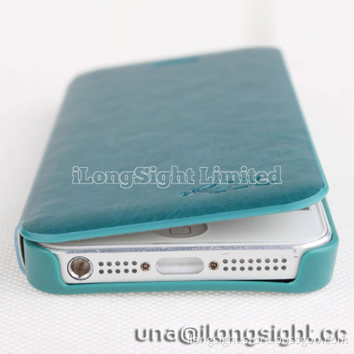 AYL pure color smoothly flip leather case for iphone 5/5S-green